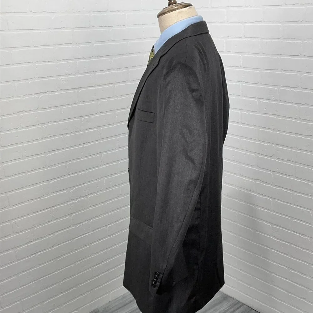 Hart Schaffner Marx Blazer Men 46 Gray Bespoke Gold Trumpeter Classic USA Jacket